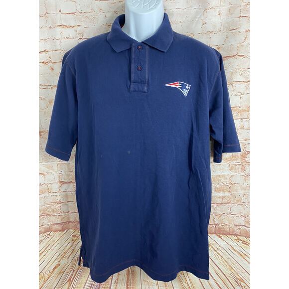 NFL Team Apparel New England Patriots Polo Shirt Sz M Navy Blue Short Sleeve - Picture 6 of 7